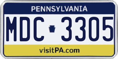 PA license plate MDC3305