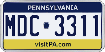 PA license plate MDC3311