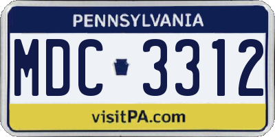 PA license plate MDC3312