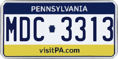PA license plate MDC3313