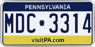PA license plate MDC3314