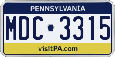 PA license plate MDC3315