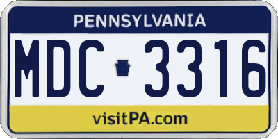 PA license plate MDC3316