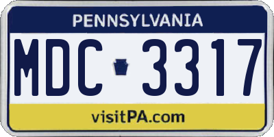 PA license plate MDC3317