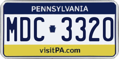 PA license plate MDC3320