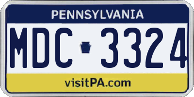PA license plate MDC3324