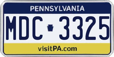 PA license plate MDC3325