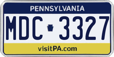 PA license plate MDC3327