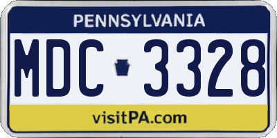 PA license plate MDC3328