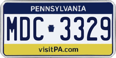 PA license plate MDC3329