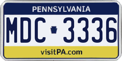 PA license plate MDC3336