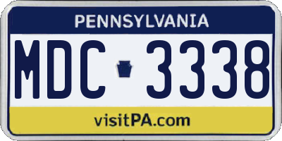 PA license plate MDC3338