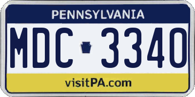 PA license plate MDC3340