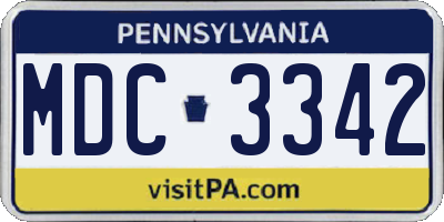 PA license plate MDC3342