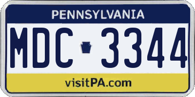 PA license plate MDC3344