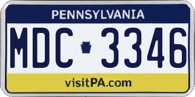 PA license plate MDC3346