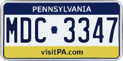 PA license plate MDC3347