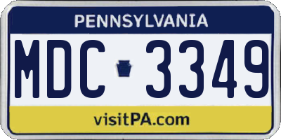 PA license plate MDC3349