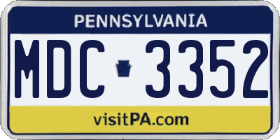 PA license plate MDC3352