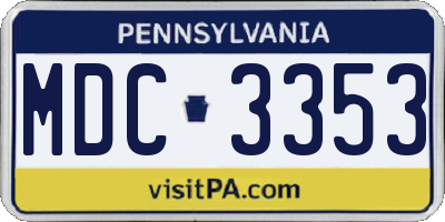 PA license plate MDC3353