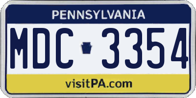 PA license plate MDC3354