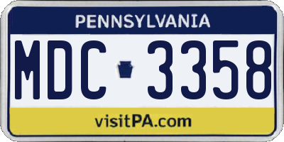 PA license plate MDC3358