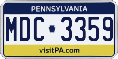 PA license plate MDC3359