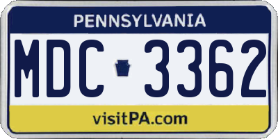 PA license plate MDC3362
