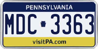 PA license plate MDC3363