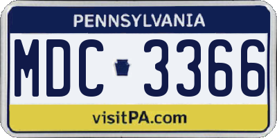 PA license plate MDC3366