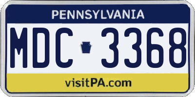 PA license plate MDC3368
