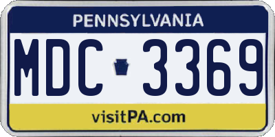 PA license plate MDC3369