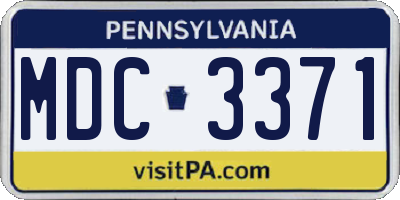 PA license plate MDC3371