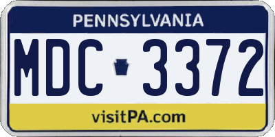 PA license plate MDC3372