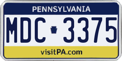 PA license plate MDC3375
