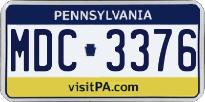 PA license plate MDC3376