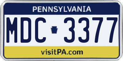 PA license plate MDC3377