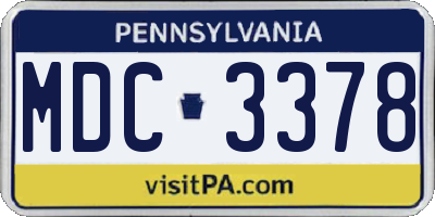 PA license plate MDC3378