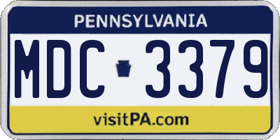 PA license plate MDC3379