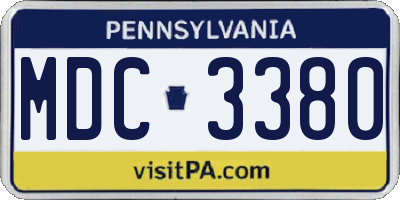 PA license plate MDC3380