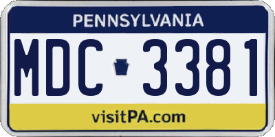 PA license plate MDC3381