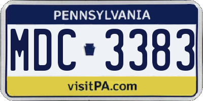 PA license plate MDC3383