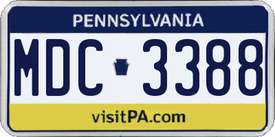 PA license plate MDC3388