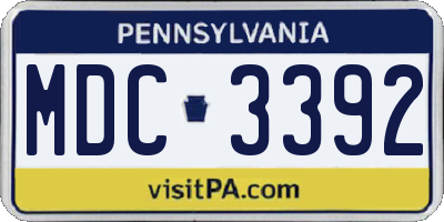 PA license plate MDC3392