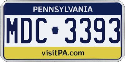 PA license plate MDC3393