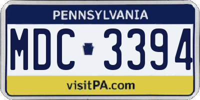 PA license plate MDC3394