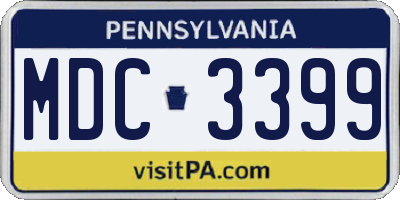 PA license plate MDC3399