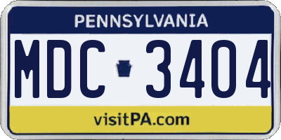 PA license plate MDC3404