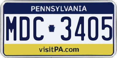 PA license plate MDC3405