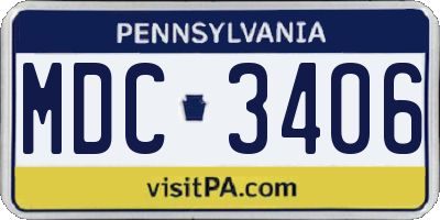 PA license plate MDC3406